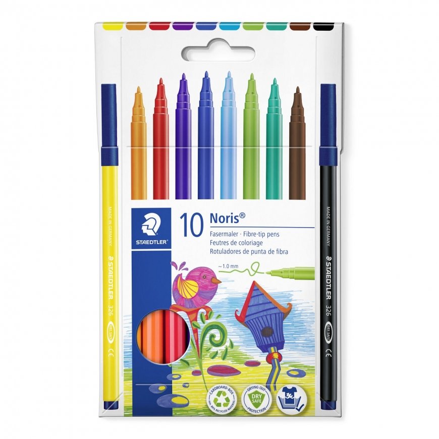 Staedtler 326 C10 ūdensnoturīgais marķieris Lodes gals Dažādas krāsas 10 pcs