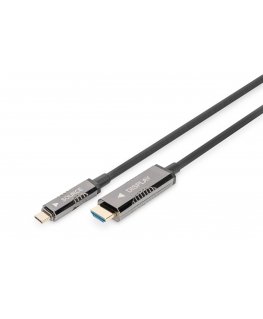 Digitus AK-330150-200-S video kabeļu aksesuārs 20 m USB Veids-C HDMI Melns