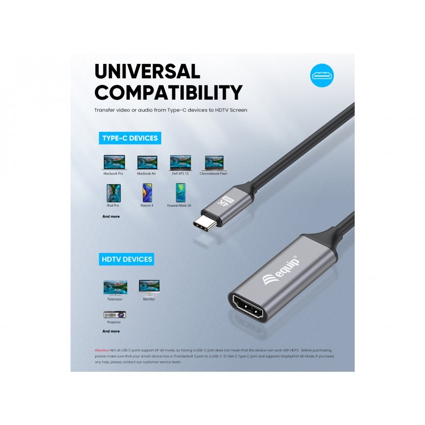Equip 133491 videokaapeli-adapteri 0,15 m USB Type-C HDMI musta, Harmaa – 3