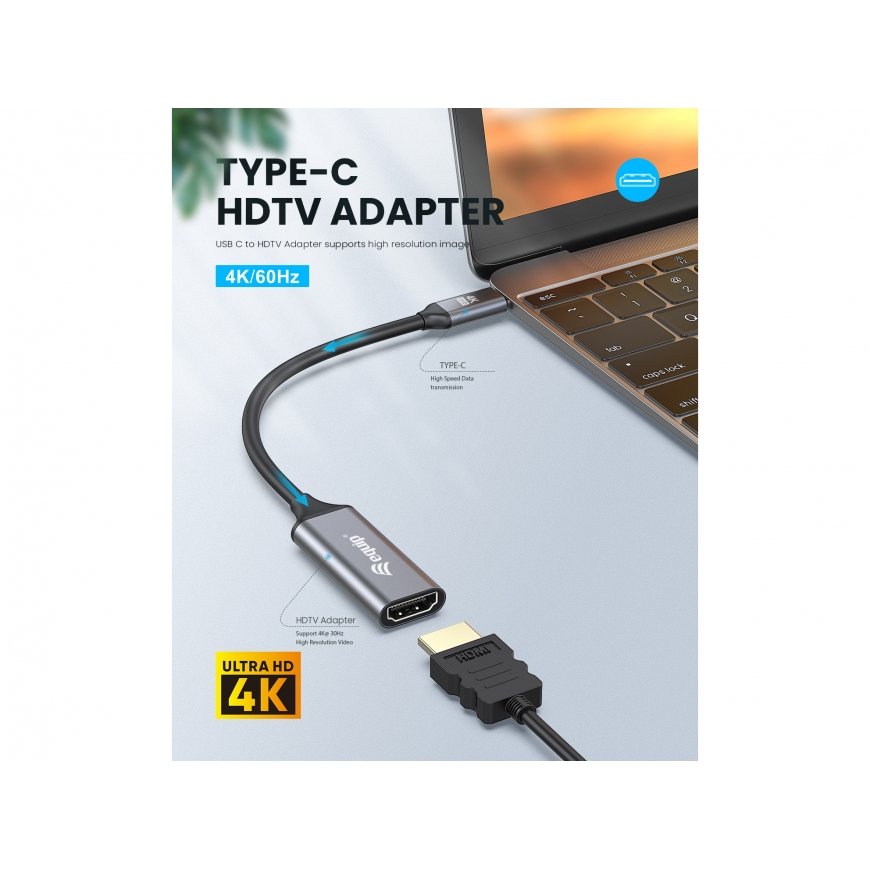 Equip 133491 видео кабель адаптер 0,15 m USB Type-C HDMI Черный, Серый – 4