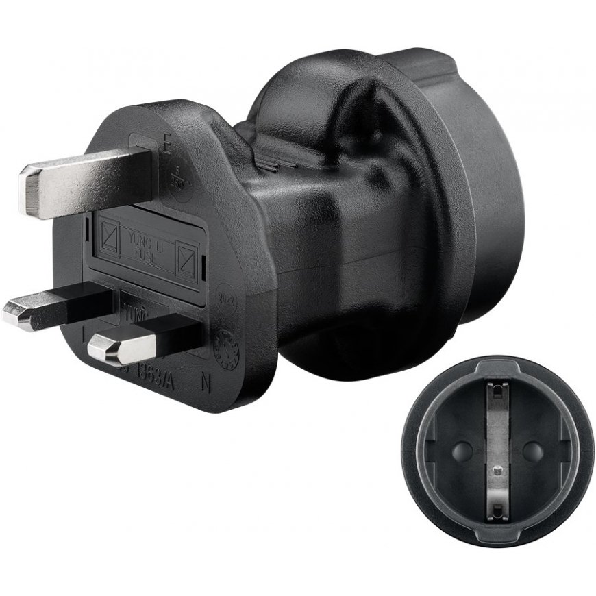 Goobay 95307 pistorasia-adapteri Tyyppi F Tyyppi G (UK) musta
