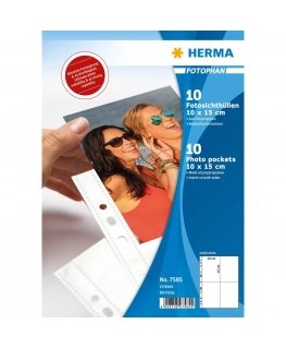 HERMA Fotophan transparent photo pockets 10x15 cm portrait white 10 pcs.