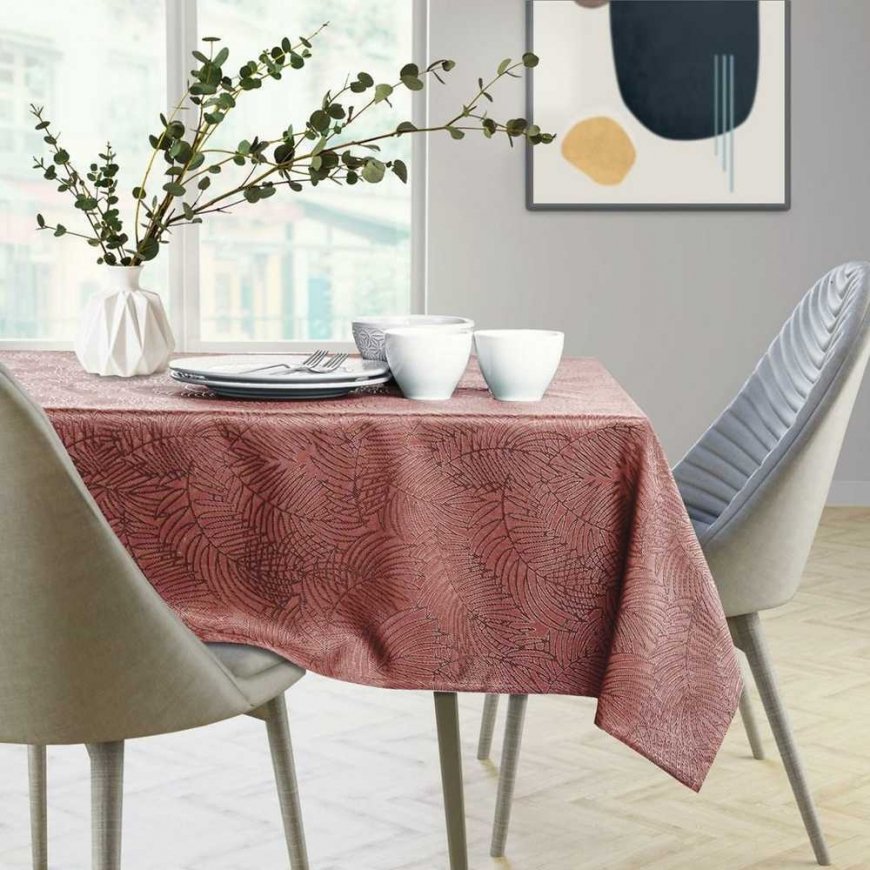 Tablecloth Gaia pink pressed vegetable 80x80 AmeliaHome