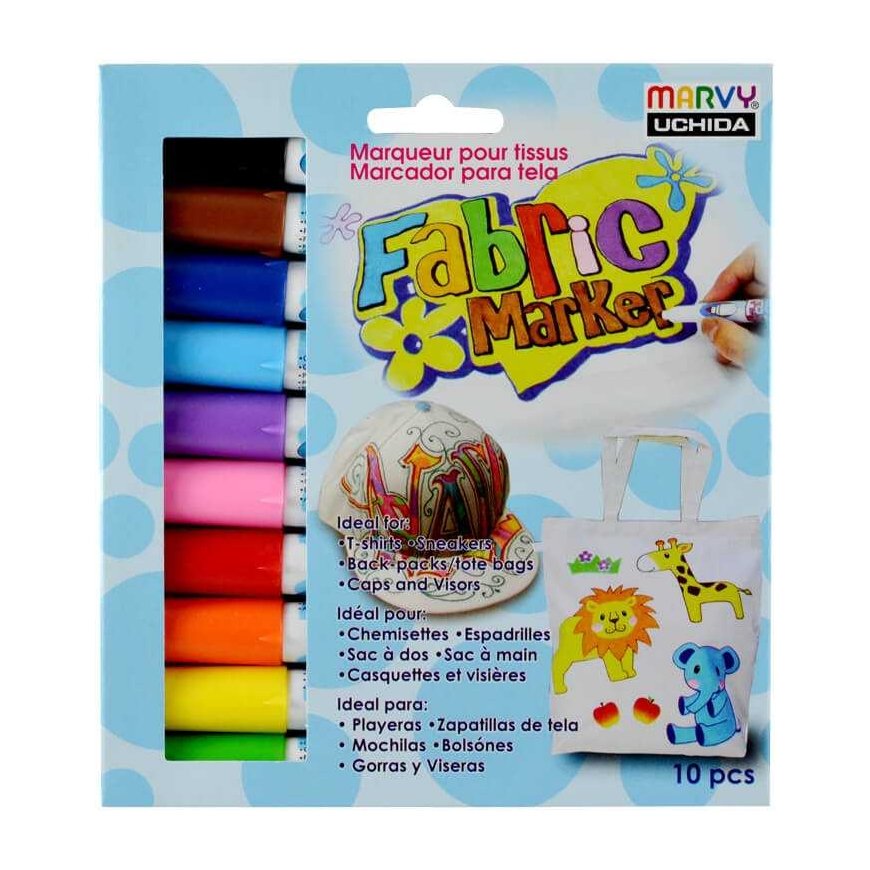 Felt-tip pens for decorating light fabrics Fabric Marker 560-10V, 10 pcs.