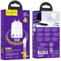 HOCO laturi 2 x Type-C + USB-A + kaapeli Type-C - Lightning PD QC3.0 3A 35W N33 valkoinen HOCO laturi 2 x Type-C + USB-A + kaapeli Type-C - Lightning PD QC3.0 3A 35W N33 valkoinen