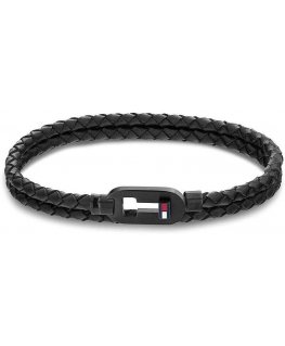 Tommy Hilfiger Dvojitý černý kožený náramek 2790386
