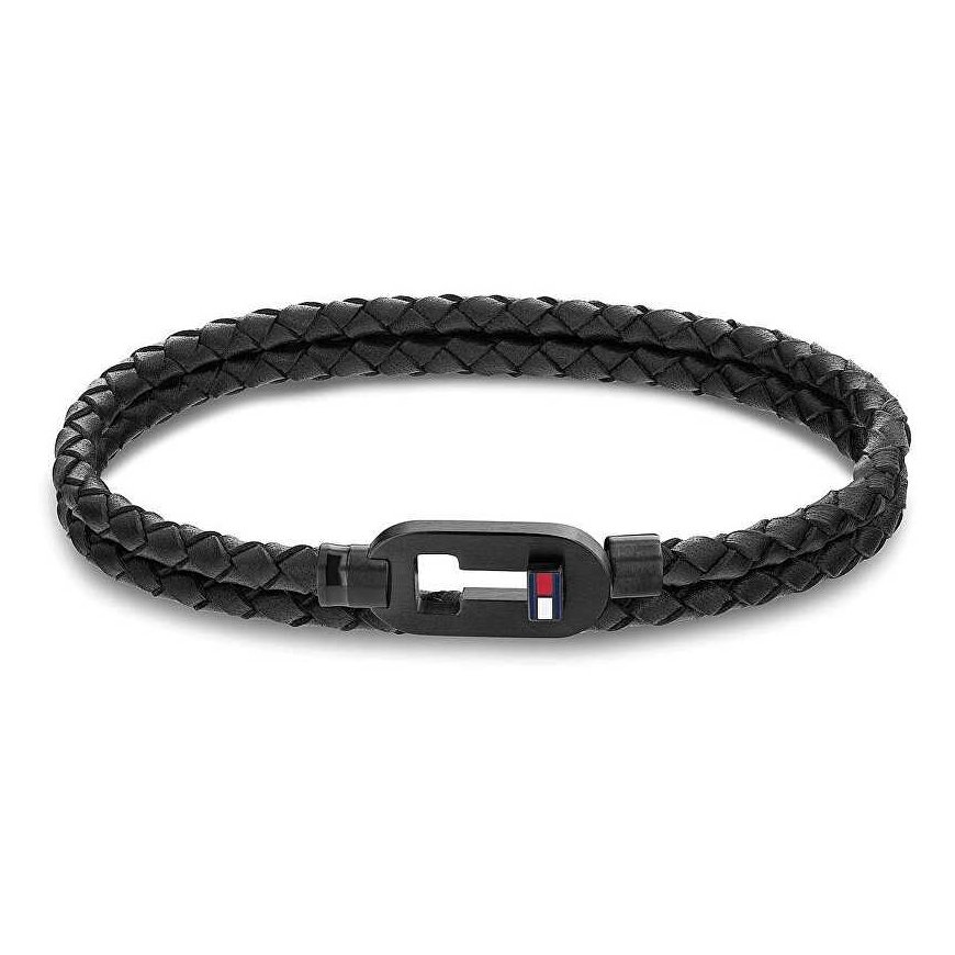 Tommy Hilfiger Dvojitý black leather bracelet 2790386