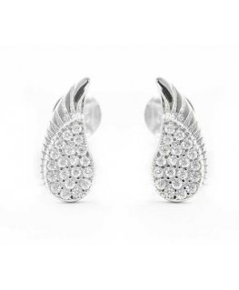 Beneto Gentle silver earrings with clear zircons Angel wings AGUP2092