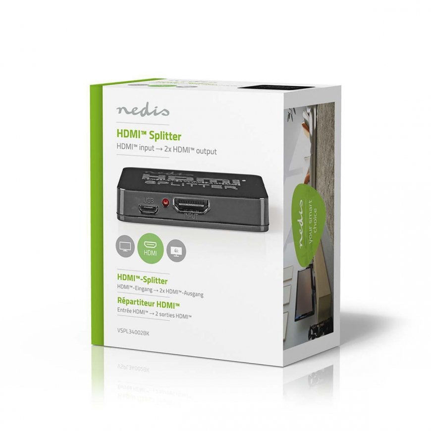 Nedis VSPL34002BK videohaaroitin HDMI 2x HDMI – 5