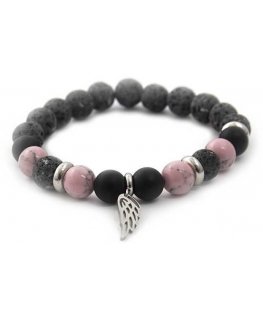 Agato Beaded bracelet made of lava stone, howlite and agate MINK98 / 17