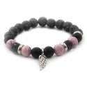 Agato Beaded bracelet made of lava stone, howlite and agate MINK98 / 17 Agato Beaded bracelet made of lava stone, howlite and agate MINK98 / 17