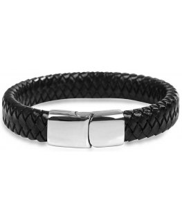Troli Men's black leather bracelet
