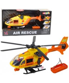 Lean Toys Rescue Helicopter Stretcher Lights Sounds Orange 1:12