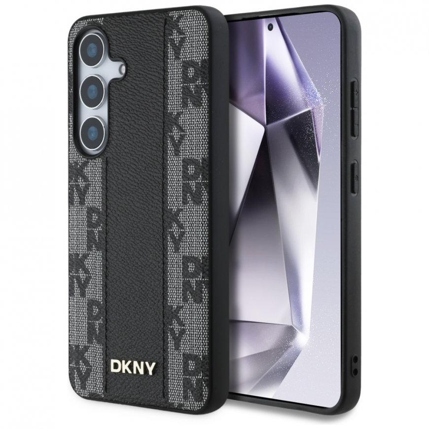 DKNY Leather Checkered Pattern MagSafe Samsung Galaxy S25 phone case black – 2