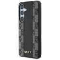 DKNY Leather Checkered Pattern MagSafe Samsung Galaxy S25 dėklas telefonui juodos spalvos DKNY Leather Checkered Pattern MagSafe Samsung Galaxy S25 dėklas telefonui juodos spalvos