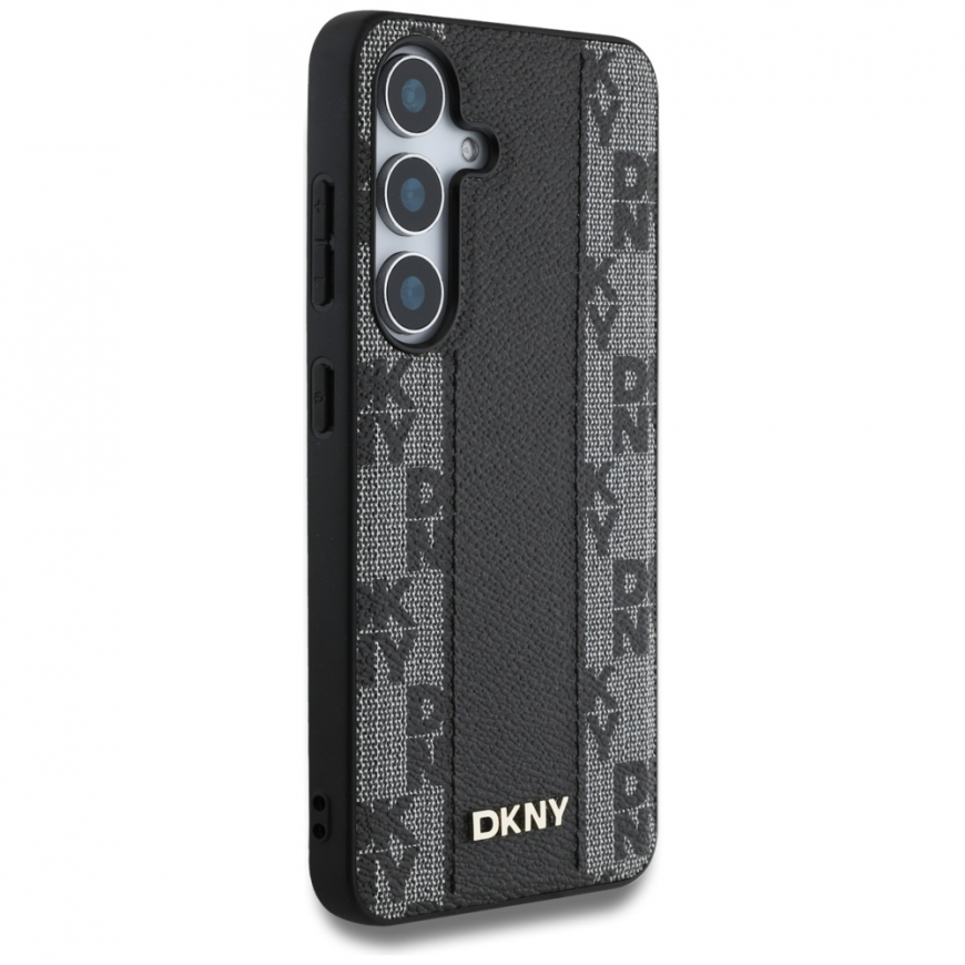 DKNY Nahka Ruutukuvioinen MagSafe Samsung Galaxy S25 -puhelinkotelo musta – 5