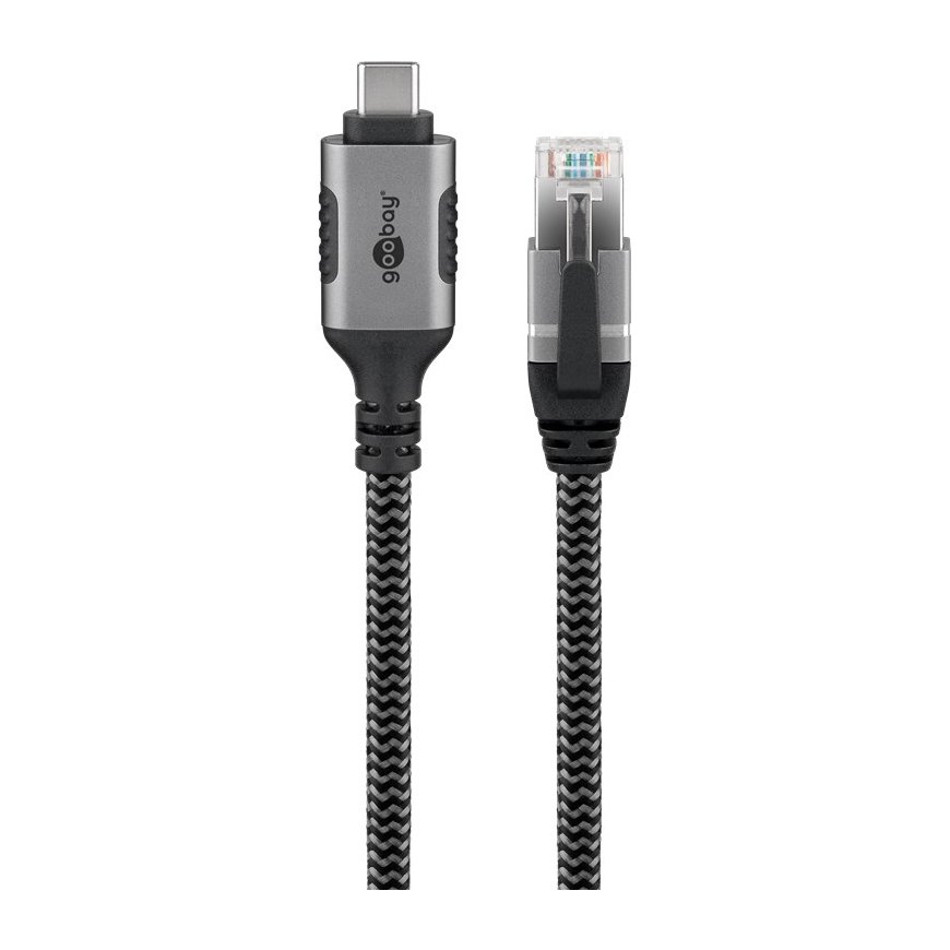Goobay 70755 гендерный адаптер USB C RJ-45 Черный, Серебристый – 2