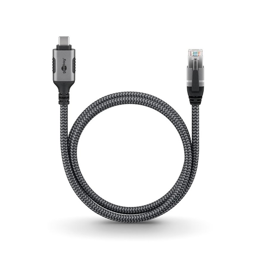 Goobay 70755 kaabli soomuutja USB C RJ-45 Must, Hõbe – 5