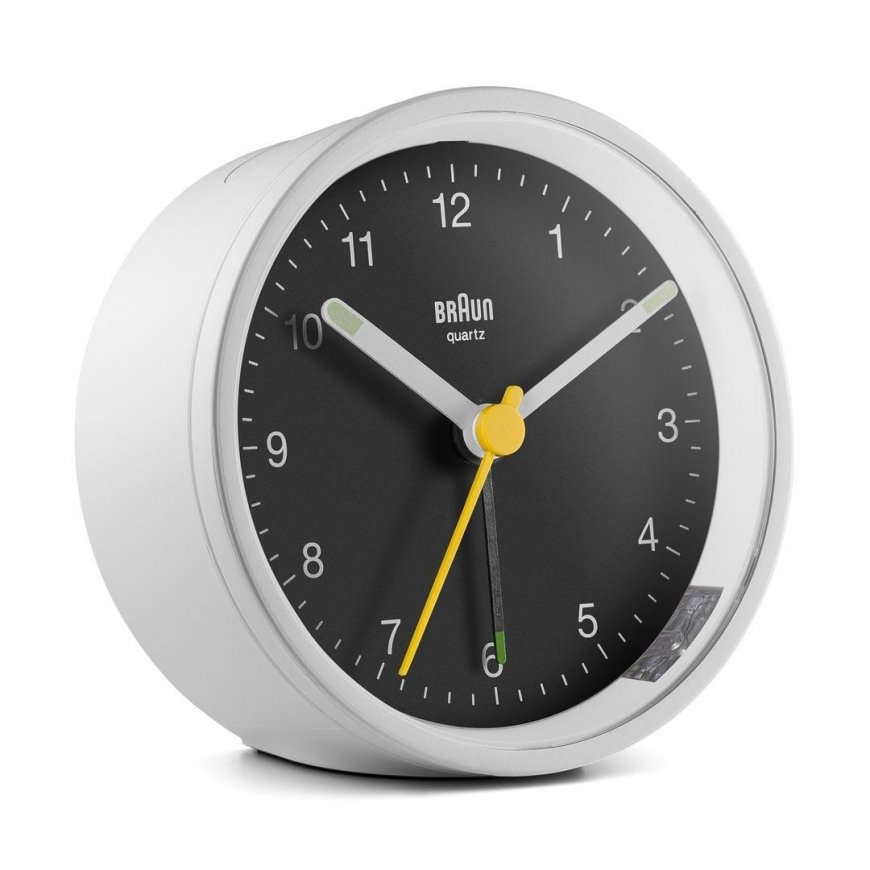 Braun BC12WB Kvarca modinātājpulkstenis Melns, Balts
