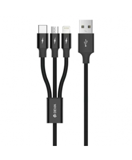 Devia Kintone Series 3In1 Tube, USB to Lightning, MicroUSB, Type-C, 1,2m, Black