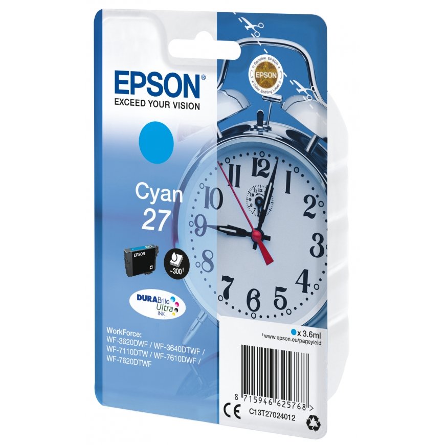 Epson Alarm clock Singlepack Cyan 27 DURABrite Ultra Ink – 2