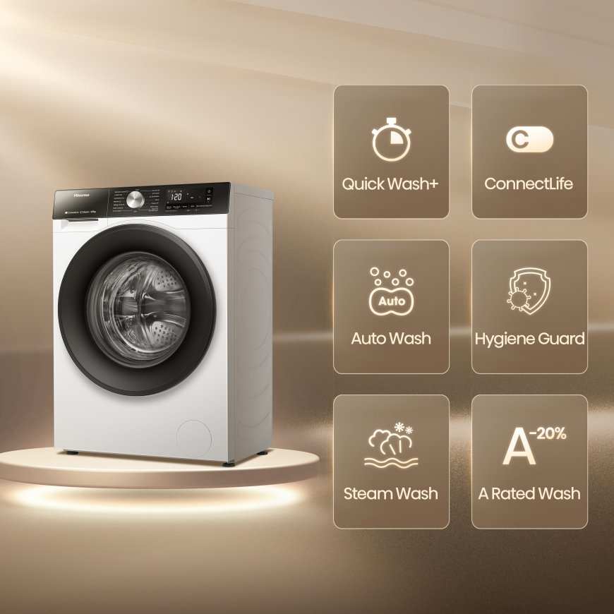 Hisense WD3S8043BW3 kuivaava pyykinpesukone Vapaasti seisova Edestä täytettävä Valkoinen D – 5