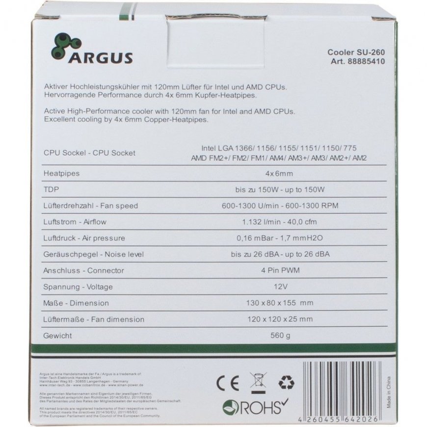 Dynatron Argus SU-260 Protsessor Jahuti 12 cm Must, Oranž – 4