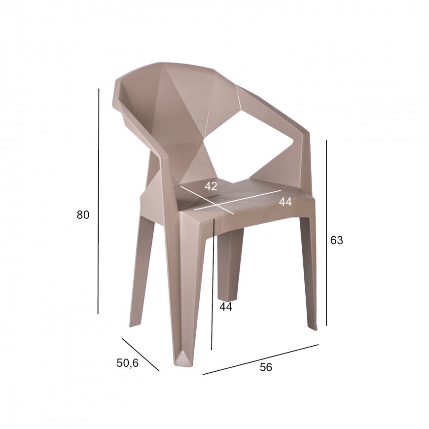 Tuoli MUZE 56x50,6xH80cm, materiaali: muovi, väri: taupe