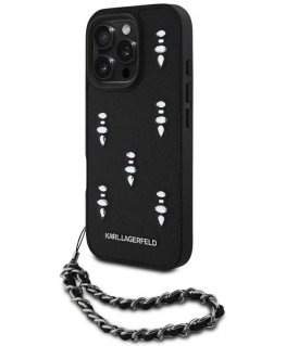 Karl Lagerfeld Karl Lagerfeld Saffiano Crystals iPhone 16 Pro -suojakuori – Musta