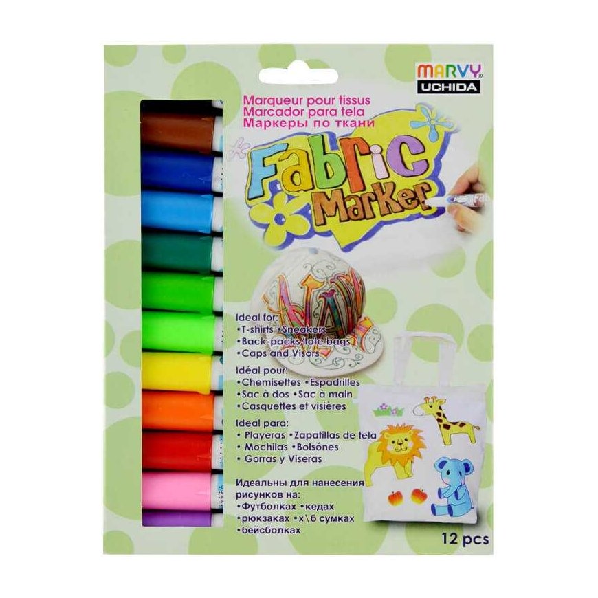 Felt-tip pens for decorating light fabrics Fabric Marker 560-12V, 12 pcs.