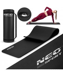 Rei'itetty jumppamatto, paksu 183 x 60 cm Neo-Sport - 192000 musta