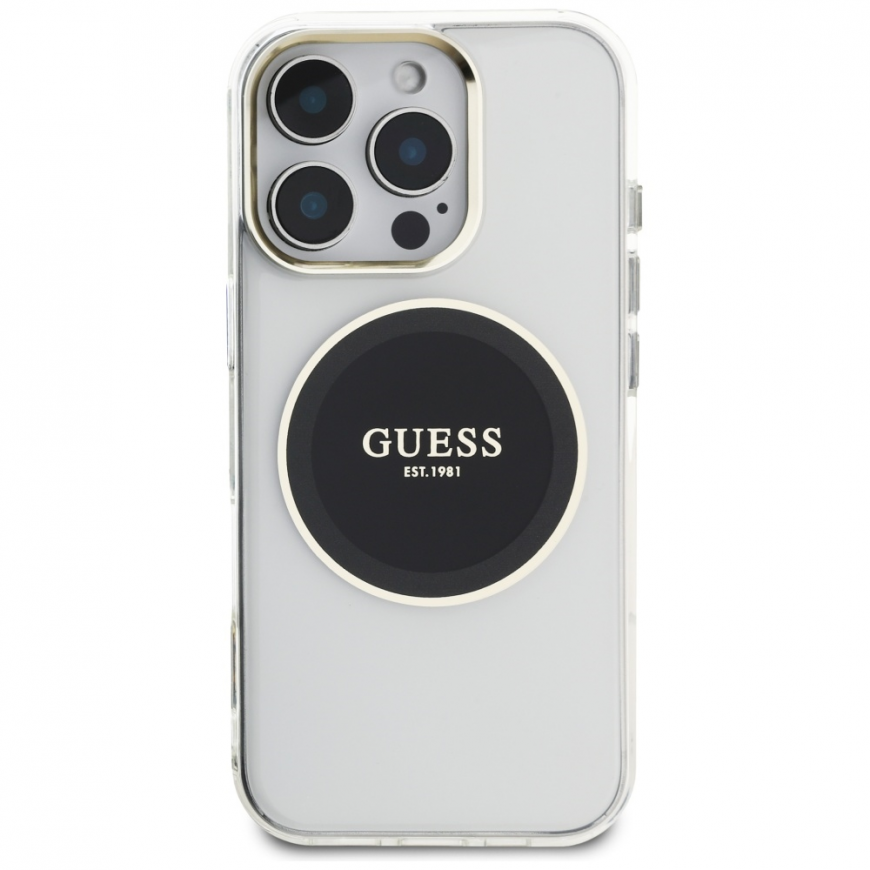Original Case GUESS IML Metal Colored Circle Classic Logo MagSafe for Apple iPhone 16 Pro black – 4