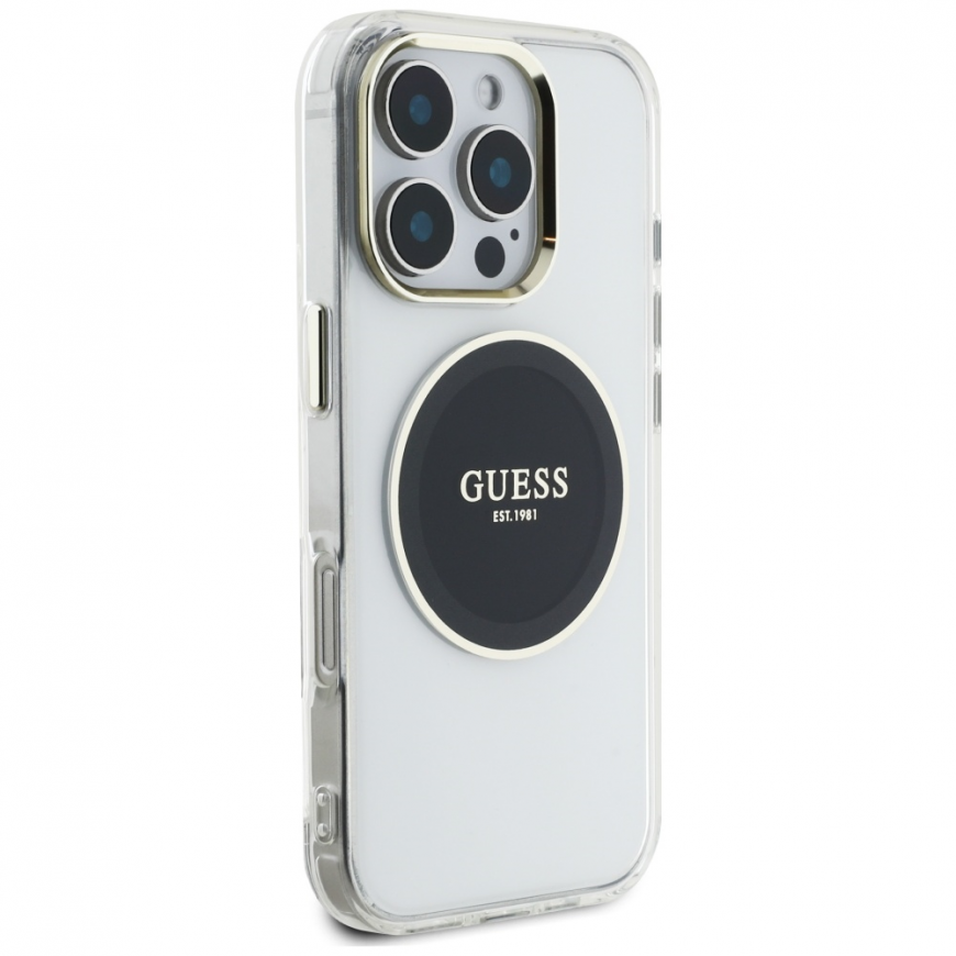 Original Case GUESS IML Metal Colored Circle Classic Logo MagSafe for Apple iPhone 16 Pro black – 5