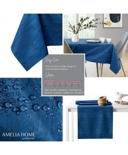 Tablecloth Vesta indigo pressed modern 80x80 AmeliaHome