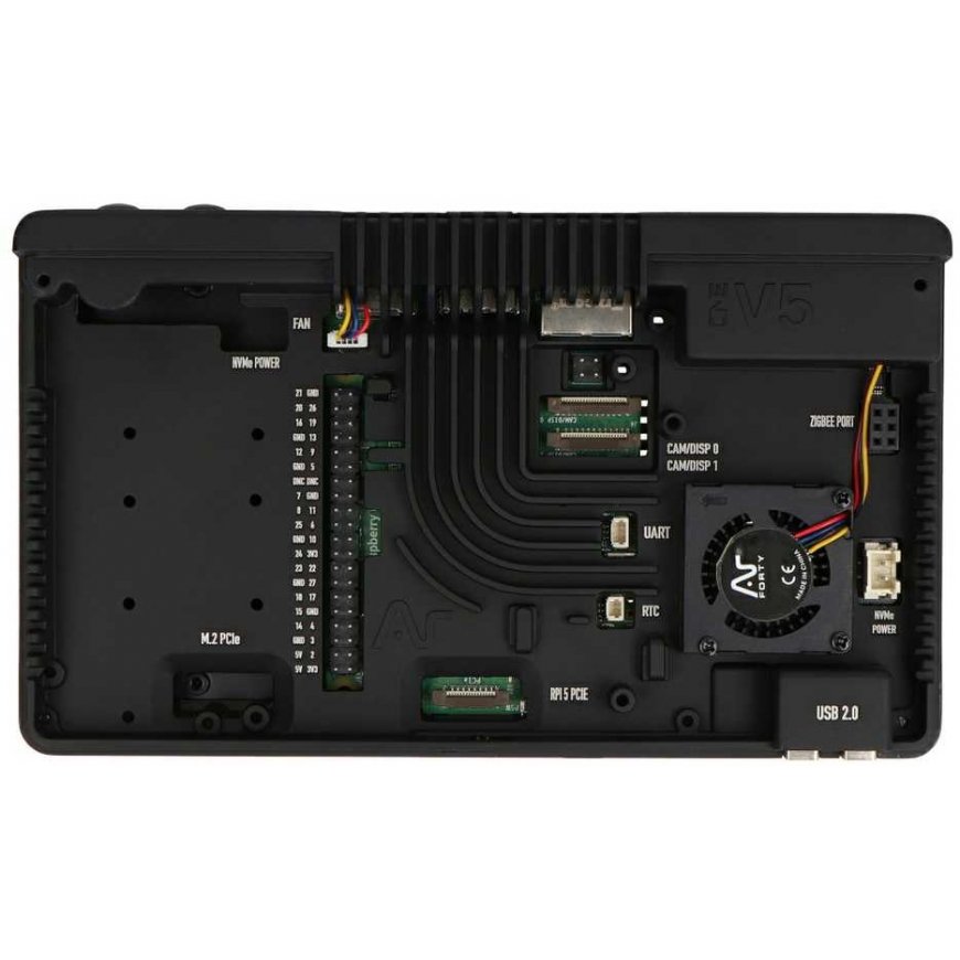 Argon40 Argon ONE V5 -kotelo Raspberry Pi 5:lle - tuulettimella ja jäähdyttimellä - alumiini - musta – 5