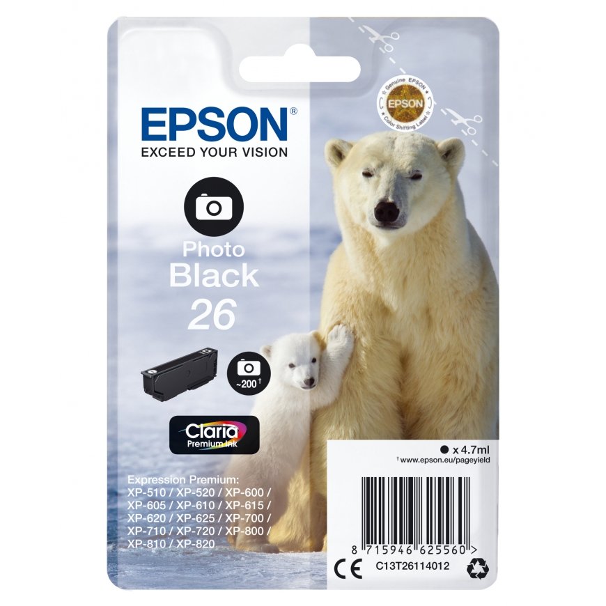 Epson Polar bear C13T26114012 tindikassett 1 tk Originaal Standard Yield Fotomust