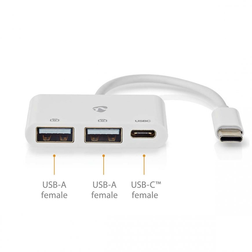 Nedis CCGB64785WT01 sąsajos šakotuvas USB 2.0 Type-C 5000 Mbit/ai Balta – 4