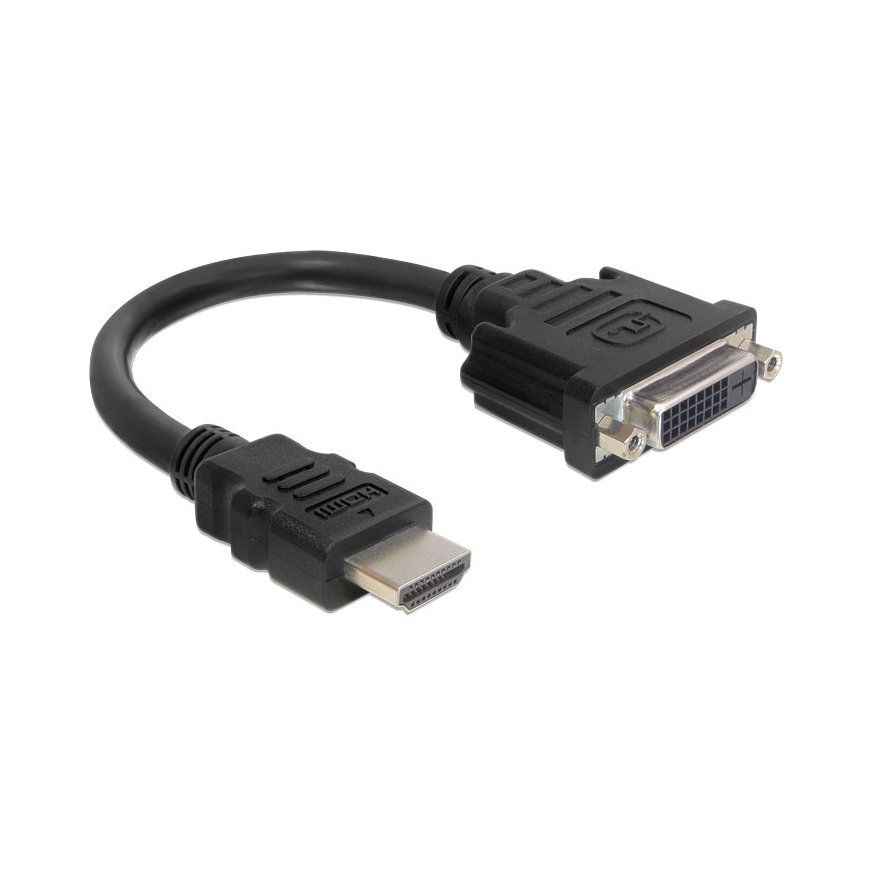 DeLOCK 0.2m HDMI-DVI M/F 0,2 m HDMI Type A (Standard) DVI-D Melns