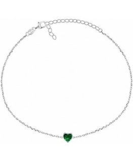 Brilio Silver Minimalist Silver Bracelet Green Heart BRC30WG