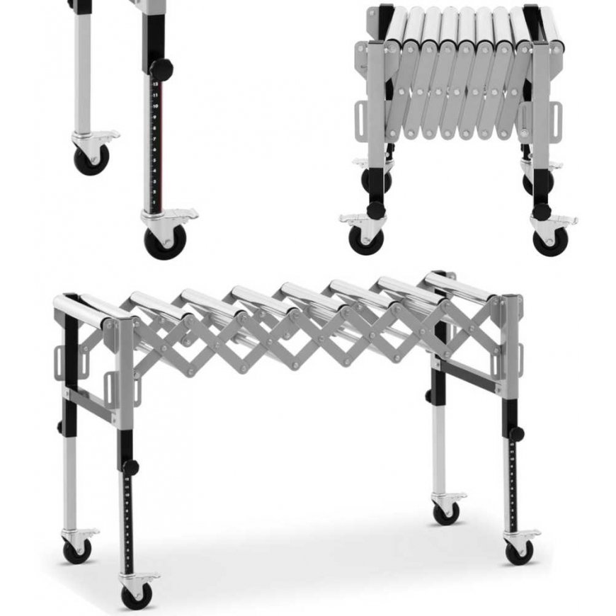 MSW Feeder, foldable transport roller table, 9 rollers, up to 130 kg, 145 x 59 x 96 cm