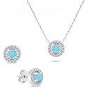 Brilio Silver Brilio Silver Charming Silver Opal Jewelry Set SET225WLB (Earrings, Necklace) Brilio Silver Brilio Silver Charming Silver Opal Jewelry Set SET225WLB (Earrings, Necklace)