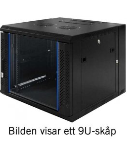 Toten 19” wall cabinet, 6U, 600 × 600, glass door, black