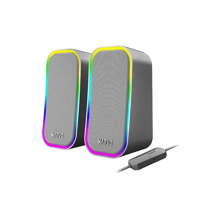 Computer speakers Marvo HAVOC 20GY speakers, 6W, gray color, lighting – 4