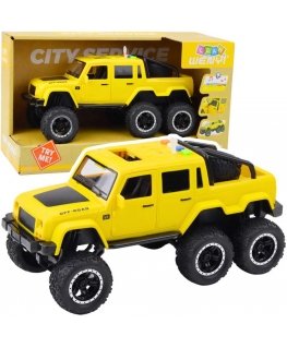 Lean Toys Liekni žaislai Visureigių automobilių trinties važiavimo žibintai Garsai Geltonas 6x6 1:16