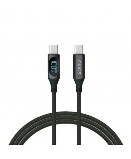 Savio USB-C - USB-C cable with display CL-174 1 m black USB кабель USB 3.2 Gen 1 (3.1 Gen 1) USB C Черный