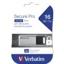 Verbatim Secure Pro USB zibatmiņa 16 GB USB Type-A 3.2 Gen 1 (3.1 Gen 1) Sudrabs Verbatim Secure Pro USB zibatmiņa 16 GB USB Type-A 3.2 Gen 1 (3.1 Gen 1) Sudrabs
