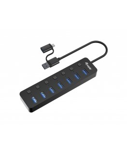 Equip 128965 хаб-разветвитель USB 3.2 Gen 1 (3.1 Gen 1) Type-A 5000 Мбит/с Черный