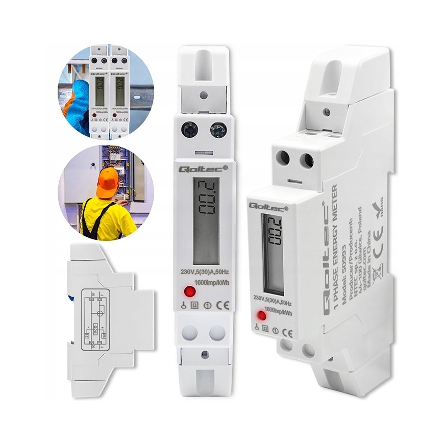 Single phase electronic meter DIN rail 230V 30A – 2