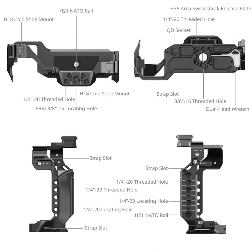 SmallRig 4903 kaameraraam 1/4, 3/8" Must – 2