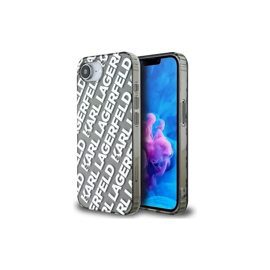 Case Karl Lagerfeld IML Repeat Logo for iPhone 16e silver